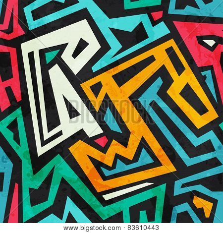 Colored Tribal Seamless Pattern With Grunge Effect