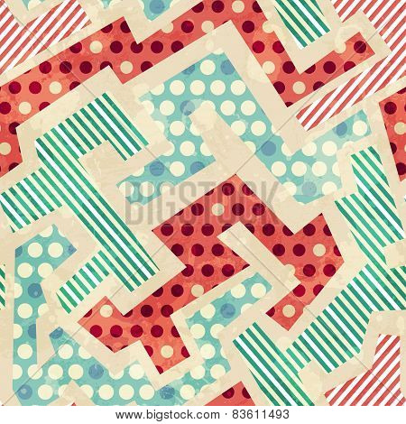 Geometric Cloth Seamless Pattern With Grunge Effect