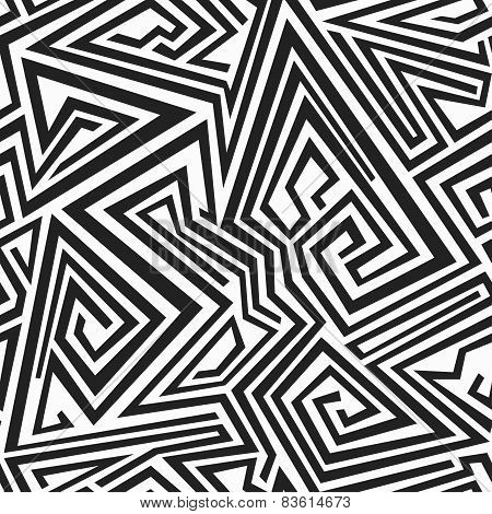 Monochrome Spiral Lines Seamless Pattern