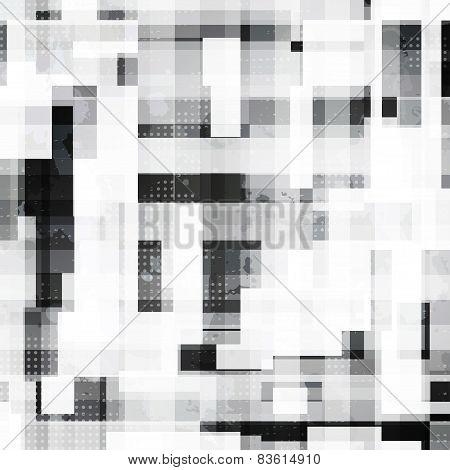 Monochrome Squares Seamless Pattern With Grunge Effect
