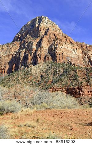 Red rock and canyon landscape in Zion National Park, Utah
