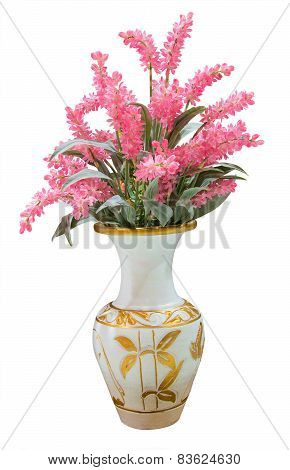 flower in vase isolated with clipping path