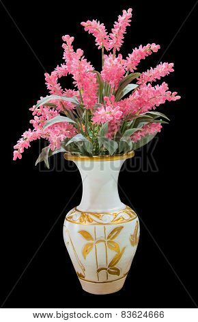 flower in vase isolated with clipping path