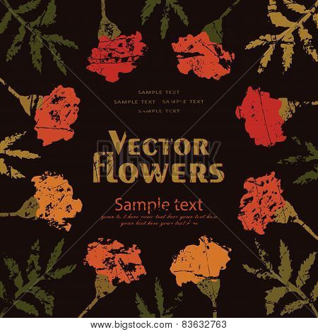 Vector, Floral, Dark, Shabby Background With Place For Your Text