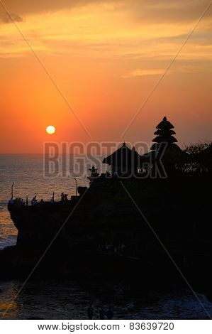 Hindu Temple Tanah Lot In Bali At Sunset