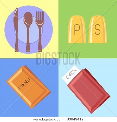 Flat icons for bars and restaurants