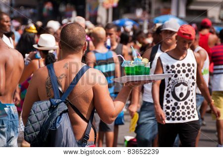 People in the streets of Rio de Janeiro during Carnival