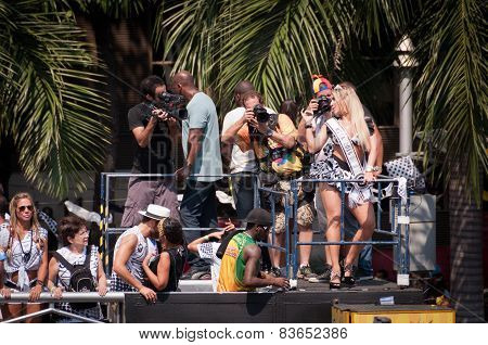 People in the streets of Rio de Janeiro during Carnival