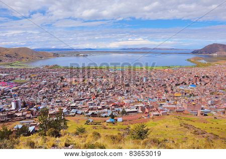 Breathtaking View Of Puno By Titicaca Lake.