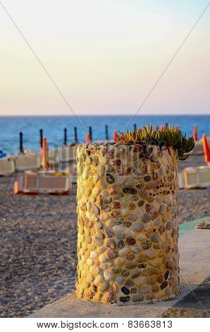 The beach at sunset