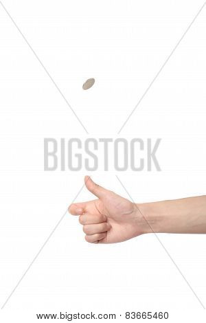 Hand Tossing A Coin