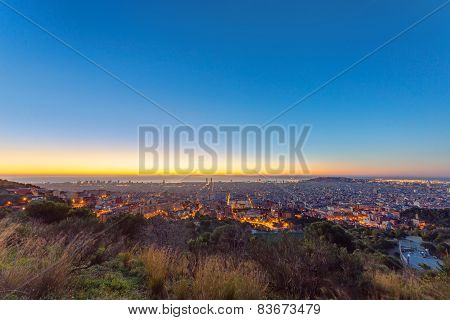 Barcelona panorama at sunrise