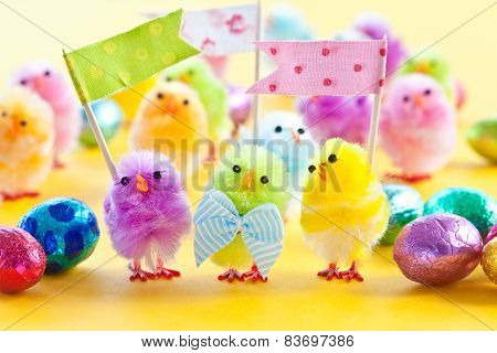 Colorful Easter Chicks