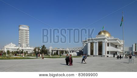 Ashgabad, Turkmenistan - October, 10 2014: Central Square Of Ashgabad In October, 10 2014. Turkmenis