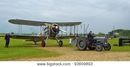 Gloster Gladiator being towed to hanger