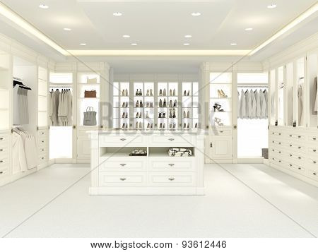 large white wardrobe. 3d rendering