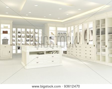 large white wardrobe. 3d rendering