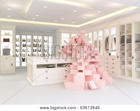 large white wardrobe. 3d rendering