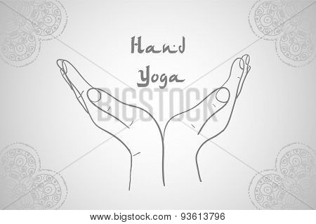Element Yoga Mudra Hands With Mehndi Patterns.