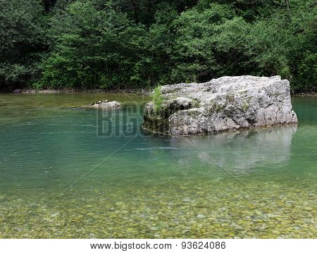 Rock To Make Diving In Mountain River
