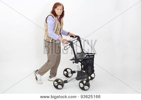 Elderly Lady With Rollator.