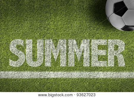 Soccer field with the text: Summer