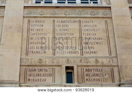 PARIS, FRANCE - SEPTEMBER 8, 2014: Paris - Sainte-Geneviève Library. public and university library in Paris. It was designed in Neo-Grec style by the architect Henri Labrouste (1801-1875). Place du Panthéon Paris