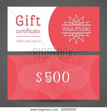 Yoga Studio Vector Gift Certificate Template