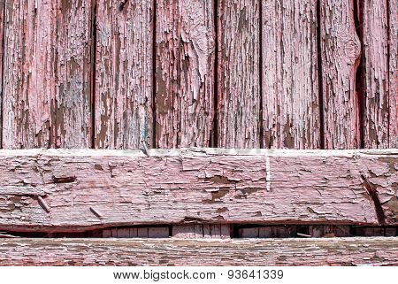 chipped paint on the door of the old boards background