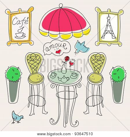 Paris cafe doodle