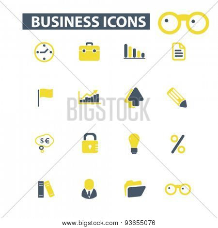 business, management icons, signs, illustrations set, vector