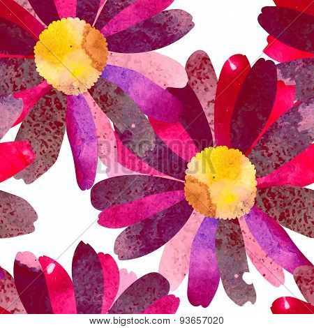 Seamless pattern with watercolor flowers.