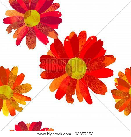 Seamless pattern with watercolor flowers.