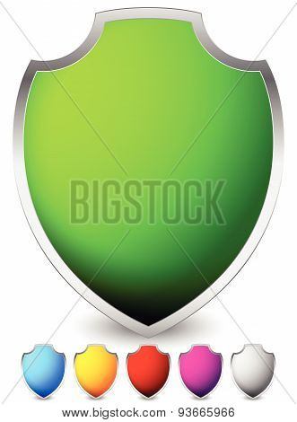 Glossy, Blank Shield Shapes. Several Colors Included. (green, Blue, Yellow, Red...)