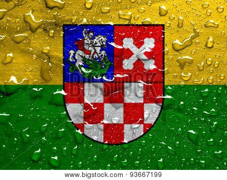 flag of Bjelovar-Bilogora County with rain drops