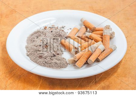 Pile Of Cigarette Butts And Ashes