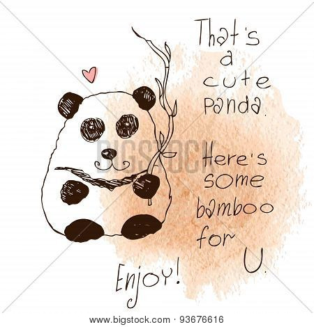 Cute Panda With Bamboo
