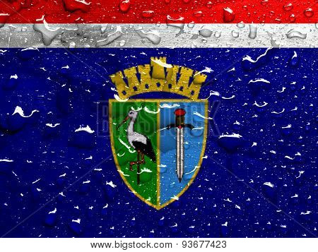 flag of Sisak-Moslavina County with rain drops
