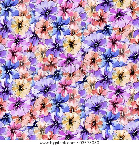 watercolor Seamless bright abstract flower background