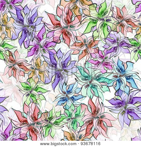 watercolor Seamless bright abstract flower background