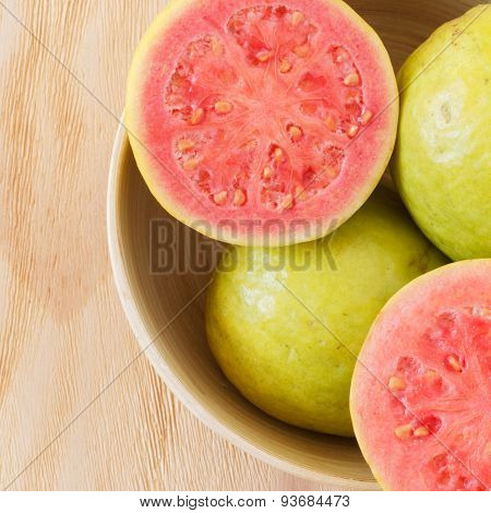 Fresh Goiaba On Wooden Table