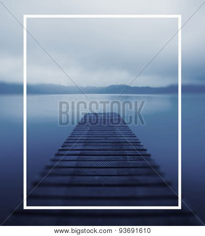 Tranquil Peaceful Lake Jetty Nature Concept