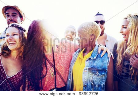 Friendship Bonding Relaxation Summer Beach Happiness Concept