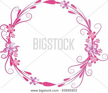 circle border design with butterfly