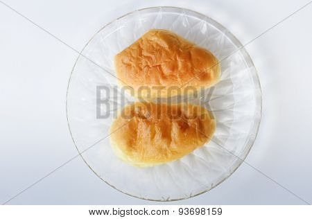 freshly baked soft bun on white background