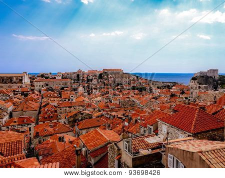 Red Tile Roofs In Historic Dubrovnik Croatia
