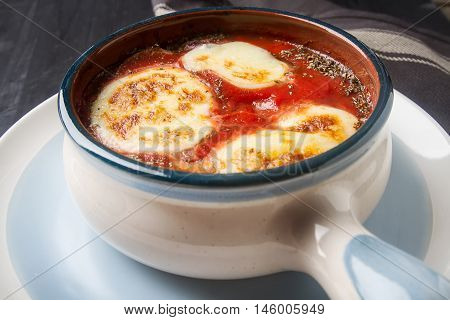 Home Parmigiana Di Melanzane With Ripe Tomato, White Mozzarella