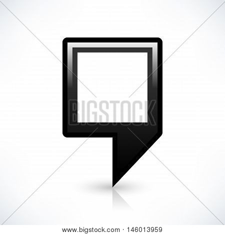 Blank map pin location sign rounded square shape icon with gray shadow and gradient reflection isolated on white background in simple flat style. Web design element save in vector illustration 8 eps