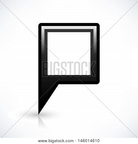 Blank map pin location sign rounded square shape icon with gray shadow and gradient reflection isolated on white background in simple flat style. Web design element save in vector illustration 8 eps