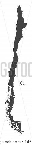 Chile grey map isolated vector high res